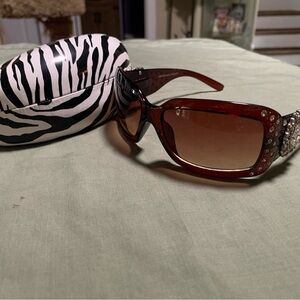 Montana West Red Sunglasses with Rhinestone Detail